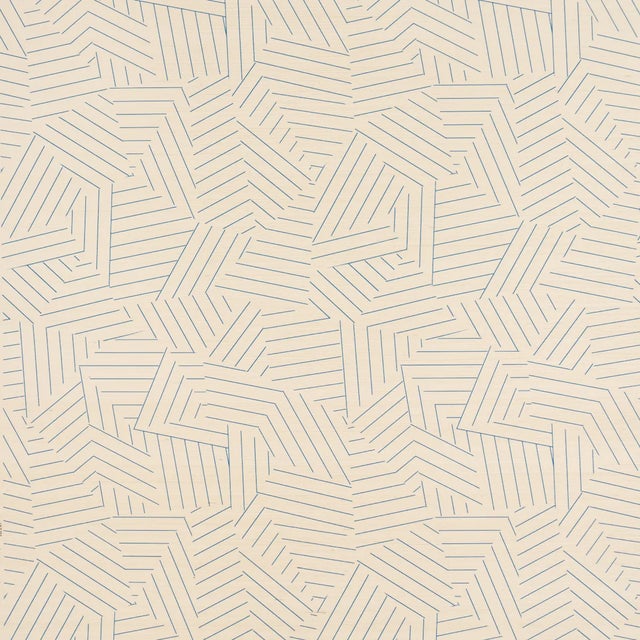 SAMPLE - Schumacher x Miles Redd Deconstructed Stripe Sisal Wallpaper In Cobalt For Sale