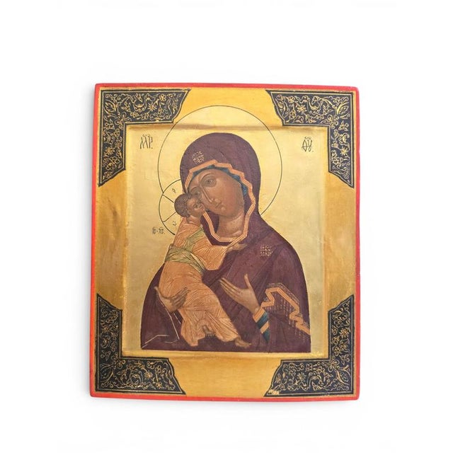 Russian Icon of the Virgin and Child, 19th Century, Painting For Sale - Image 3 of 9