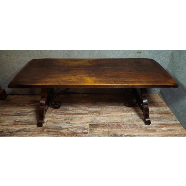 Black Large Wooden Farmhouse Table For Sale - Image 8 of 8