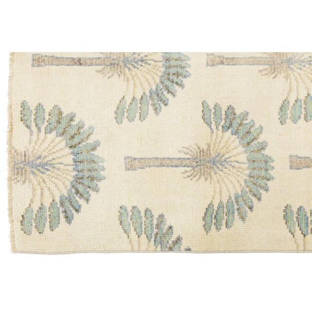 Art Deco Art Deco Modern Fan Palm Hand-Knotted Wool Area Rug 4x6 For Sale - Image 3 of 9