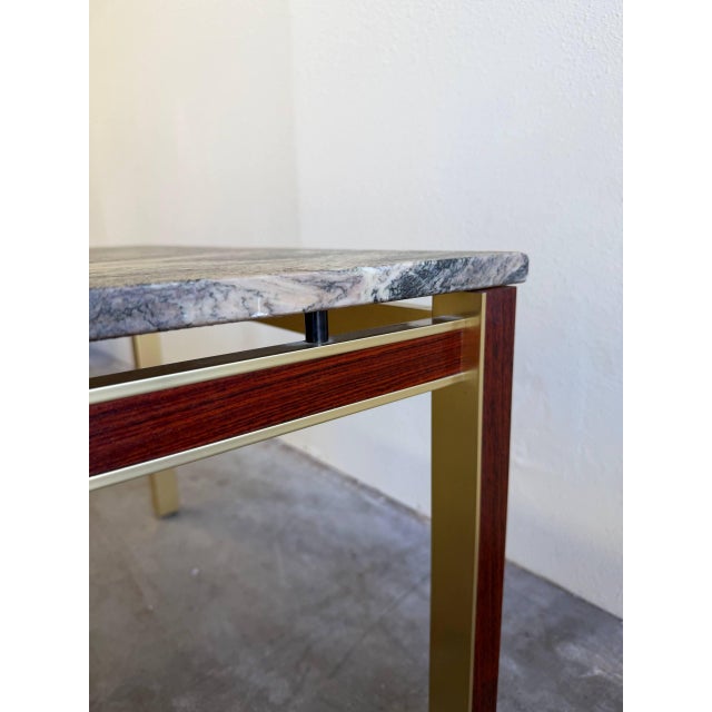 Brown Vintage Danish Stone Top Coffee Table – Rosewood & Brass Mid Century Modern Table For Sale - Image 8 of 8
