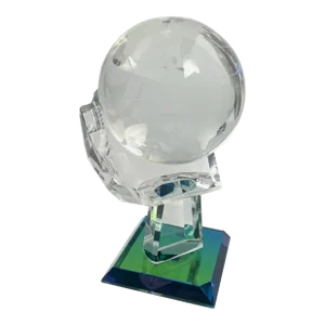 Crystal Spinning Globe on Stand - Green Base