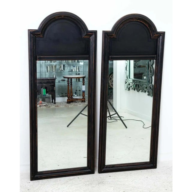 Wood Pair Black Mid Century Mirrors For Sale - Image 7 of 10