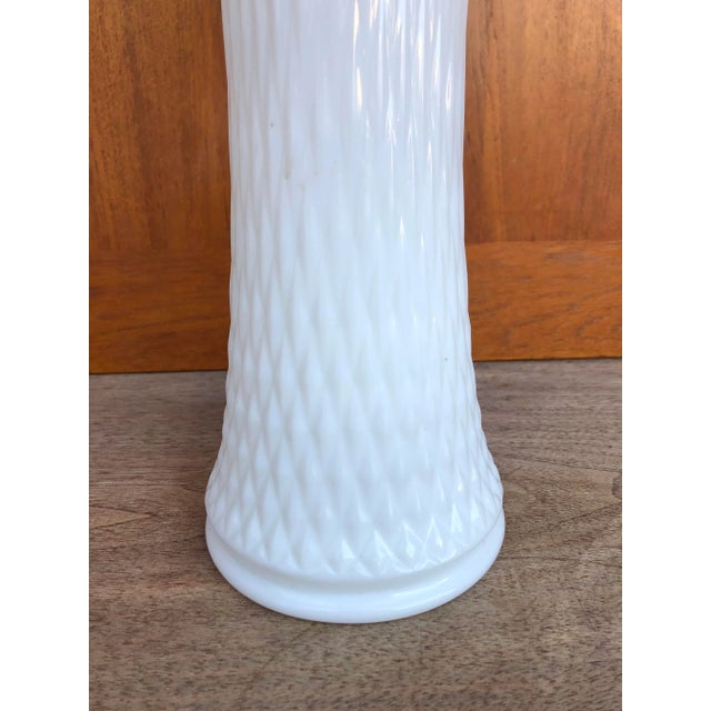 Glass Vintage Mid-Century Modern Milk Glass Swung Glass Stretch Vase. For Sale - Image 7 of 9