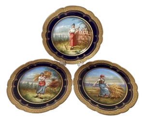 A Set of Three 1840's Sevres Porcelain Cabinet Plates