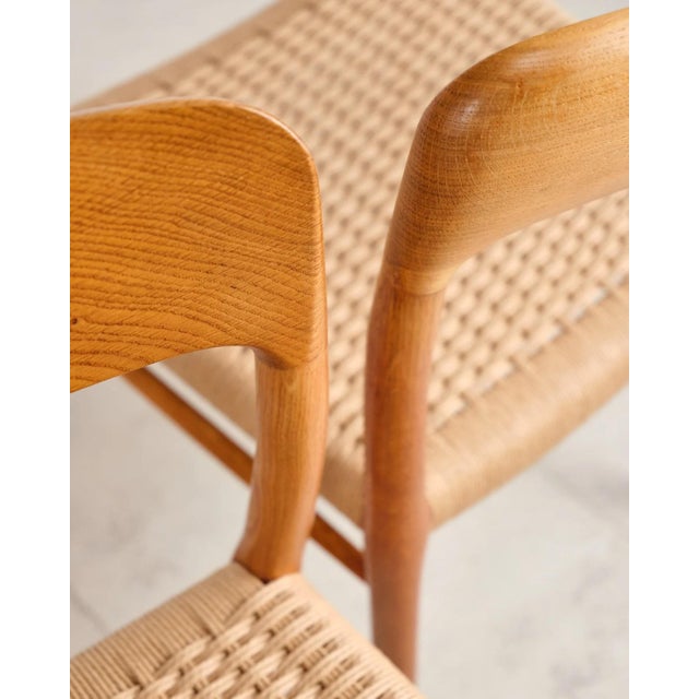 Model 75 Dining Chairs in Oak with Paper Cord Weave by Niels O. Møller for j.l. Møllers, Denmark, 1950s, Set of 4 For Sale - Image 15 of 18