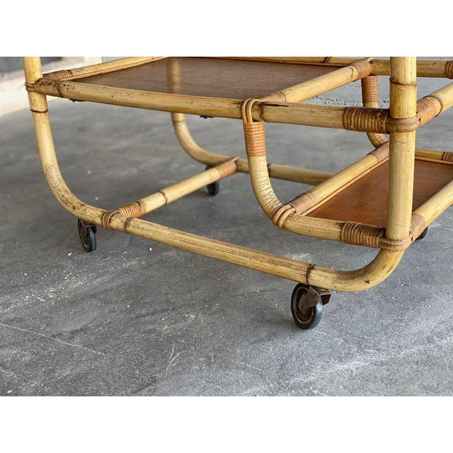 Tan Vintage Bamboo Trolley, 1940s For Sale - Image 8 of 18