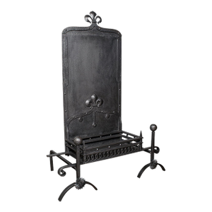 Antique Open Hearth Fireplace, English, Fire Basket, Andirons, Victorian, C.1900