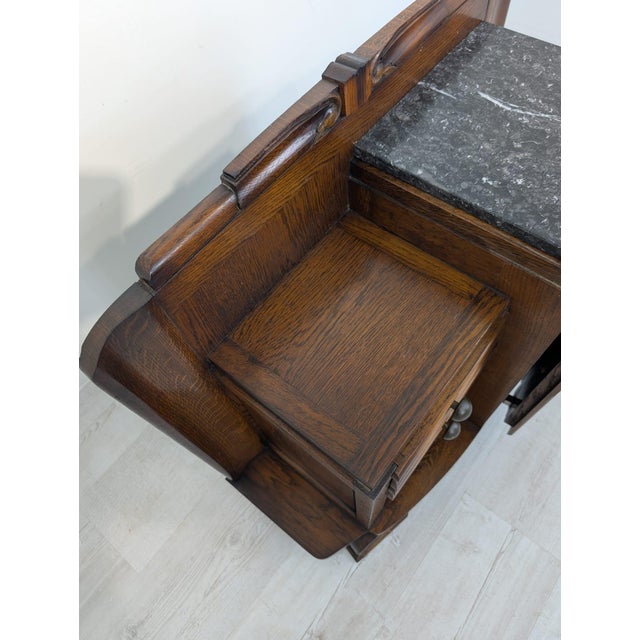 Art Deco Oak and Marble Sideboard Stylish Art Deco marble and oak sideboard. The solid oak construction and beautiful...