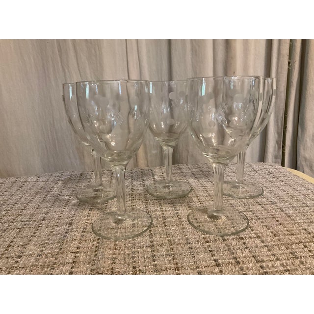 This set of five wine glasses are in good condition . Cute pattern of polka dots and hash tags .
