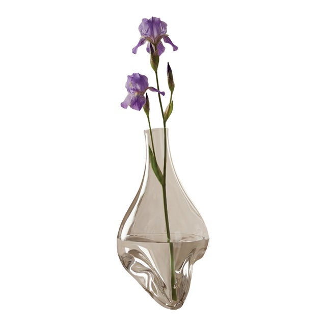 Sculptural Crystal Vase With Natural Stone Base – One of a Kind Coffee Table Art For Sale