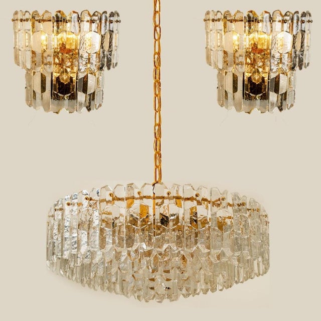 Gilt Brass & Glass Palazzo Pendant Light attributed to J. T. Kalmar for Kalmar, Austria, 1970s For Sale - Image 9 of 18
