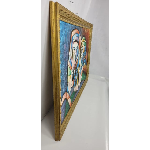 1990s Vintage Postmodern Cubist Figurative Signed Canvas Acrylic Painting, Framed For Sale - Image 5 of 8