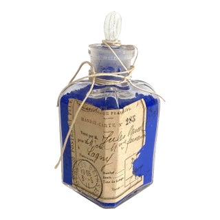 19th Century French Paint Pigment in Glass Bottle For Sale