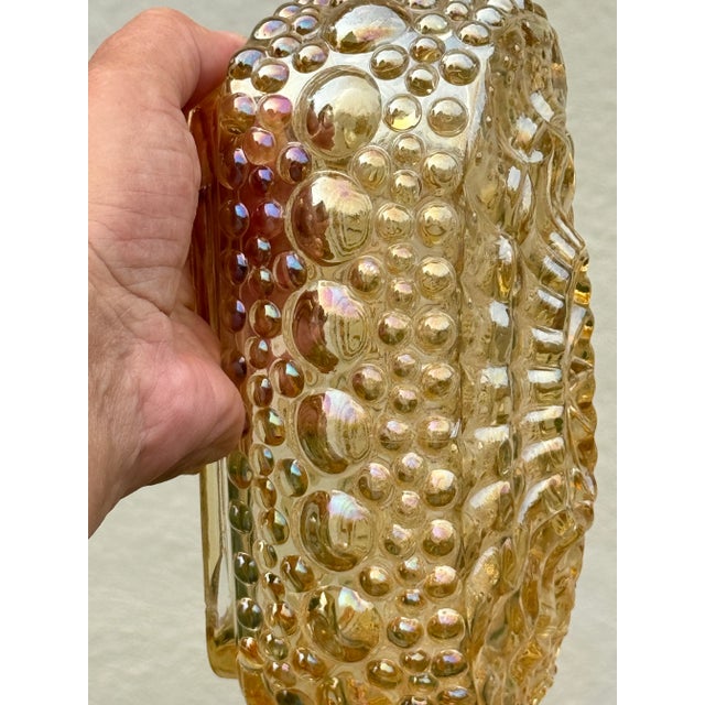 Gold Vintage Glass Wall Sconces, German, Midcentury Iridescent Golden Bubble - A Pair Ready to Hang For Sale - Image 8 of 9