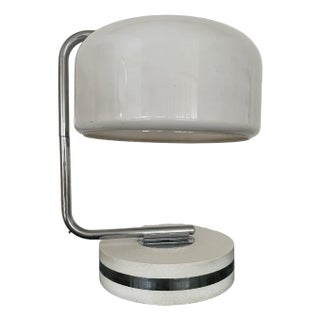 Table Lamp in Steel and Plastic with Travertine Marble Base, 1970s For Sale