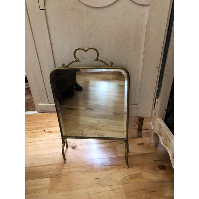 Mid 19th Century Victorian Beveled Edge Mirror and Brass Stand Fire Screen For Sale In Denver - Image 6 of 13