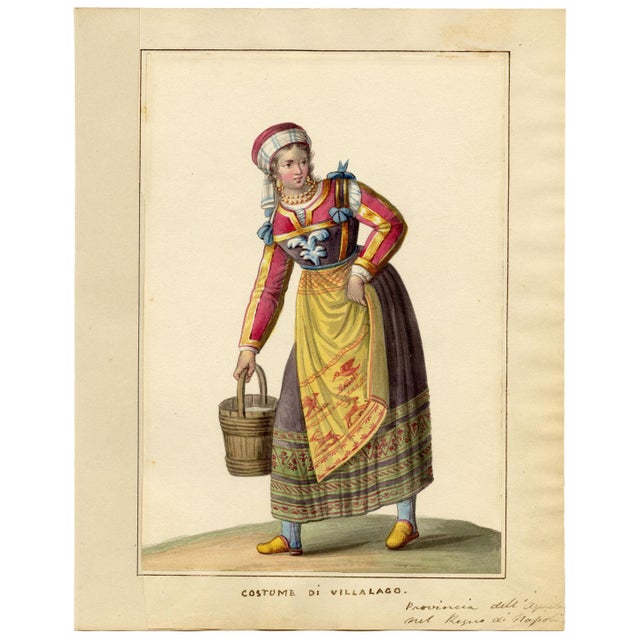 Michela De Vito, Costume of Villalago, Province of l'Aquila in the Kingdom of Naples, 1800s, Paper For Sale - Image 3 of 7