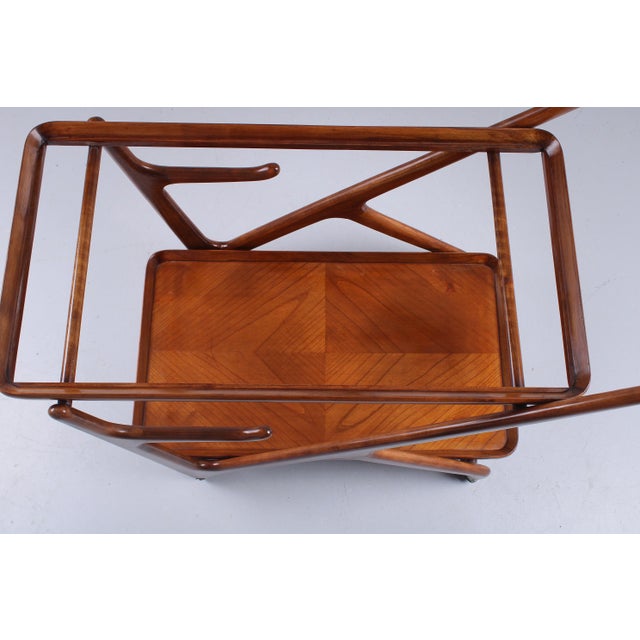 Italian Style Serving Trolley in Walnut by Cesare Lacca for Cassina, 1960s For Sale - Image 18 of 18