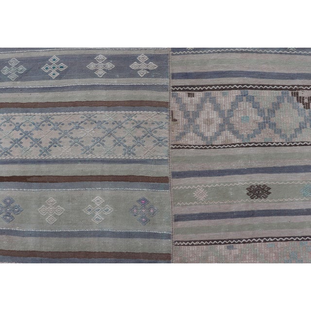 Square Vintage Neutral Paneled Kilim Flat-Weave in Neutral Muted Tones 10'10"x11'0" For Sale In Atlanta - Image 6 of 12