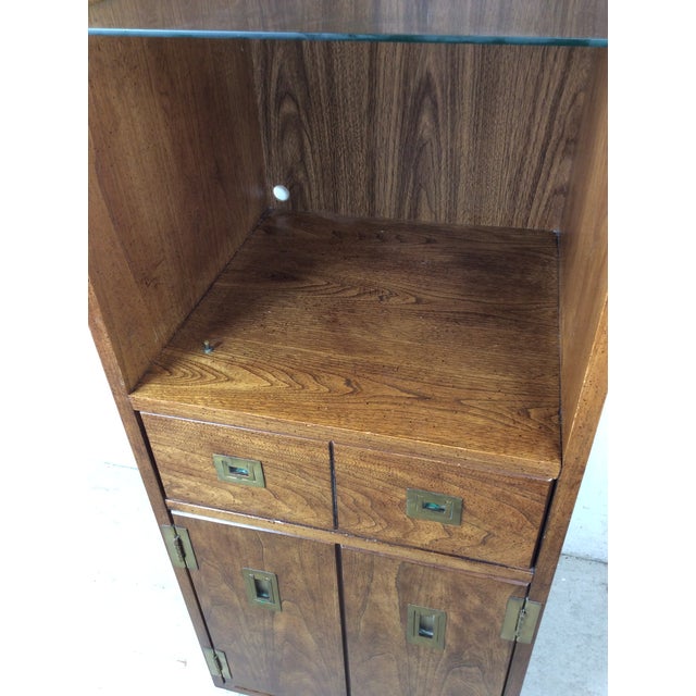 Mid Century Campaign Style Wall Unit With Lighted Glass Shelf by Stanley Furniture For Sale In Philadelphia - Image 6 of 18