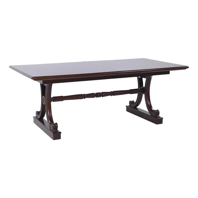 Hickory Chair Furniture Company Walnut Expanding Trestle Dining Table For Sale