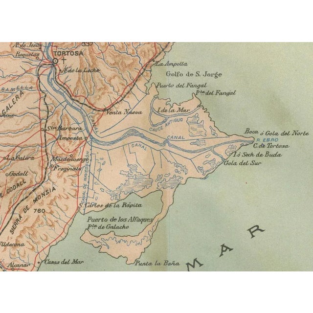 This image depicts a historical map of the province of Tarragona, which is in the northeastern part of Spain, within the...