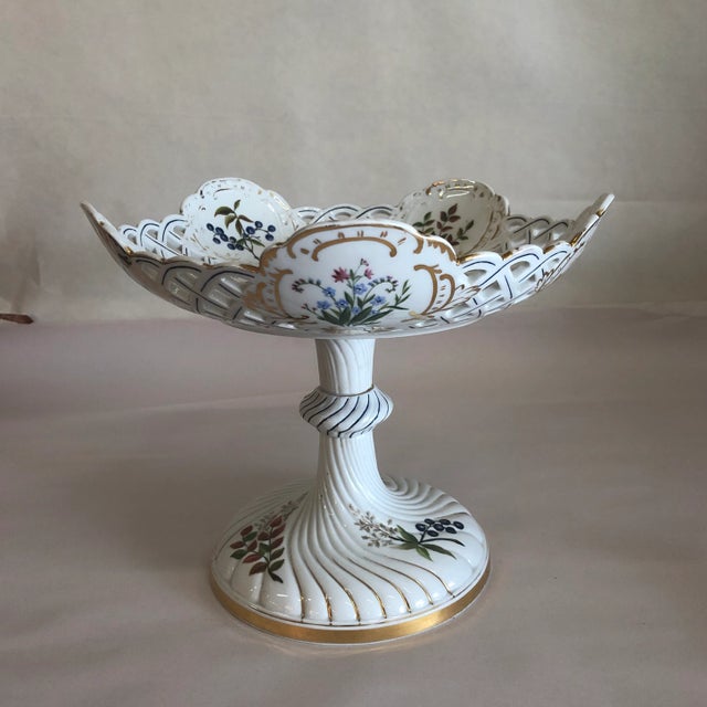 Meissen Porcelain 19th Century Meissen Marked Reticulated Compote For Sale - Image 4 of 9