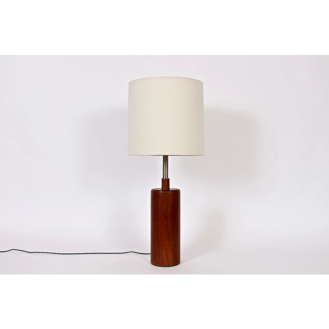 Coffee 1960s Tall Danish Modern Teak and Brushed Steel Table Lamp For Sale - Image 8 of 9