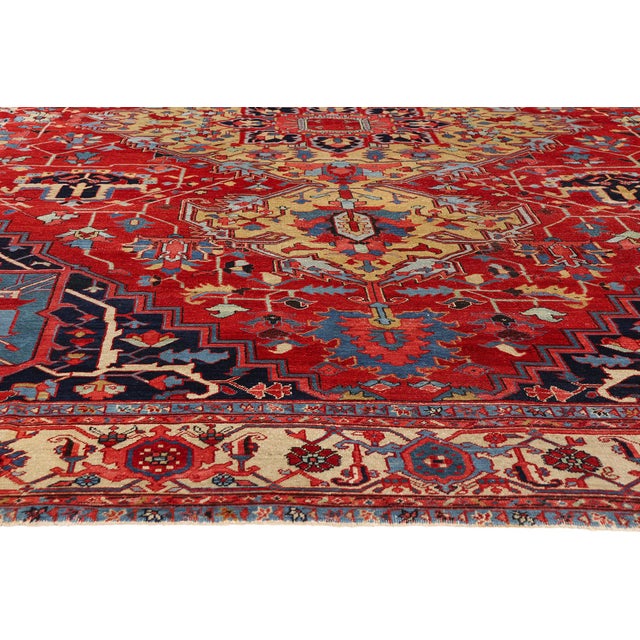 Antique Persian Serapi Rug, 10'05 X 13'04 For Sale - Image 4 of 10