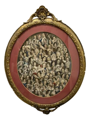 19th Century English Color Lithograph 'Eminent Women' Gilt Wood Frame