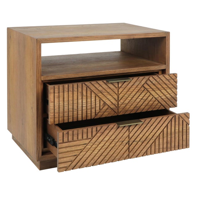 Lena 2-Drawer Midcentury Modern Nightstand For Sale - Image 4 of 15