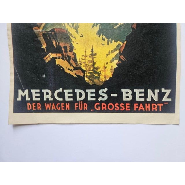Art Deco Advertising Poster Mercedes Benz Automobile, 1930s For Sale - Image 4 of 7