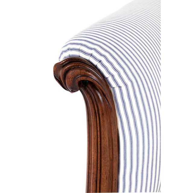 White Antique Corner Lounge Chair in Princeton Ticking, 1800s For Sale - Image 8 of 14