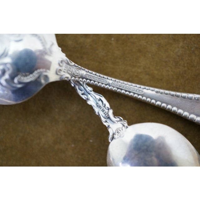 Silver Antique Sterling Silver 925 Serving Utensils Forks Spoons Cake Servers - 12 pcs For Sale - Image 8 of 10