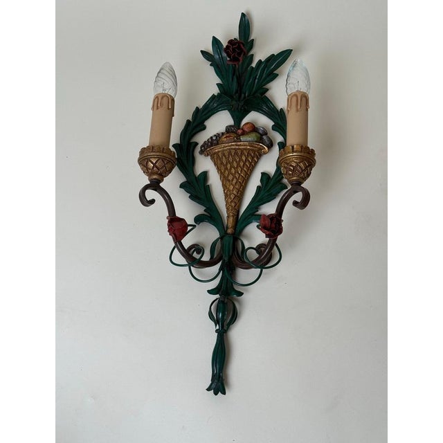 Exceptional Hollywood Regency Wall Sconces attributed to S. Salvadori, Italy, 1960s, Set of 2 For Sale - Image 6 of 18