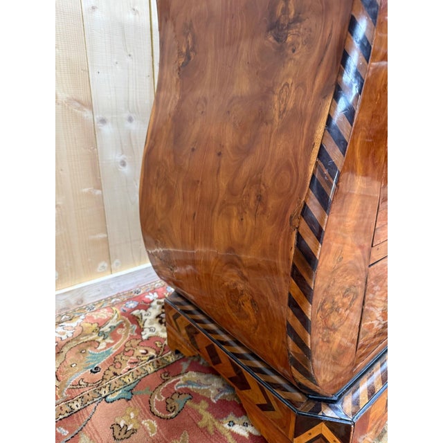 Swiss-Style Marquetry Chest of Drawers with Carrara Marble Top For Sale - Image 6 of 8