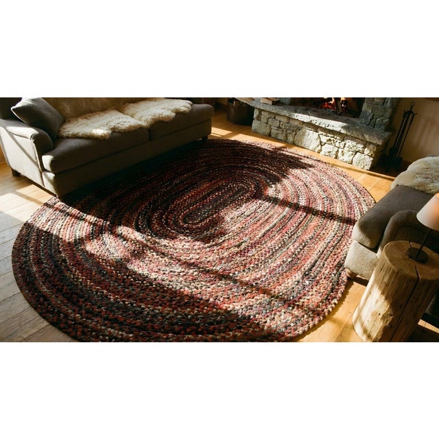 1930s Multicolor Geometric Antique American Braided Oval Rug 8' 9" X 11' Cotton Carpet For Sale - Image 13 of 15