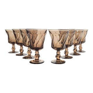 1960s Fostoria “Jamestown Brown” Set of 8 Water Glasses For Sale