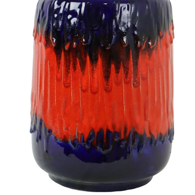 Blue and Orange Fat Lava Vase from Scheurich Keramik, West Germany, 1960s For Sale - Image 4 of 11