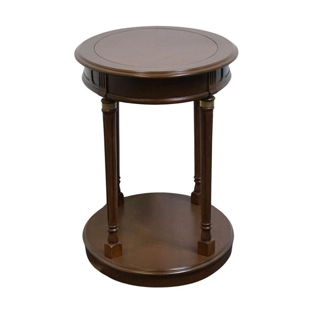 Wood High End Vintage Banded Bookmatched Walnut Italian Neoclassical 29" Oval Accent End Table For Sale - Image 7 of 8