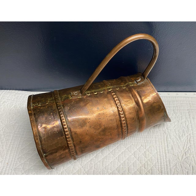 Early 20th C Primitive Rustic Hand-Hammered, Forged Copper Pitcher For Sale - Image 10 of 17