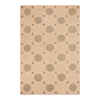 Boho Chic Gabbeh Tan/Green Wool Rug - 9'10'' X 14'2'' For Sale