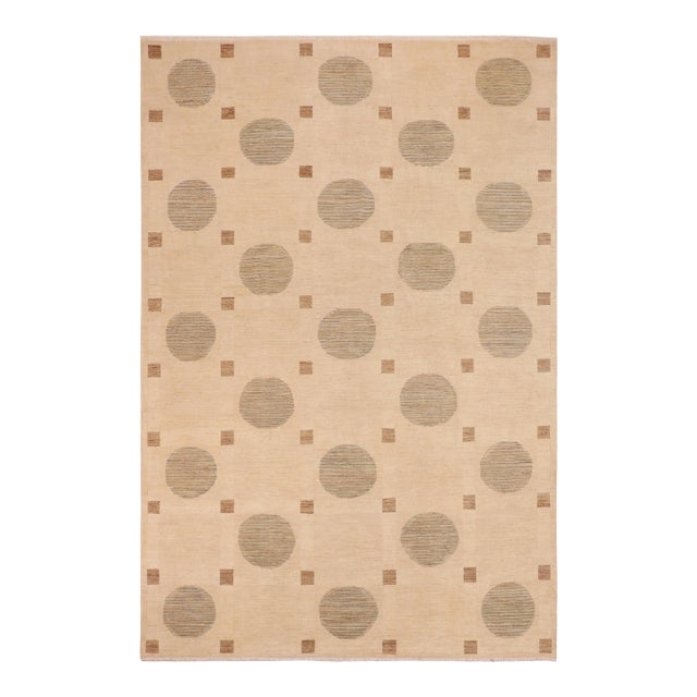 Boho Chic Gabbeh Tan/Green Wool Rug - 9'10'' X 14'2'' For Sale