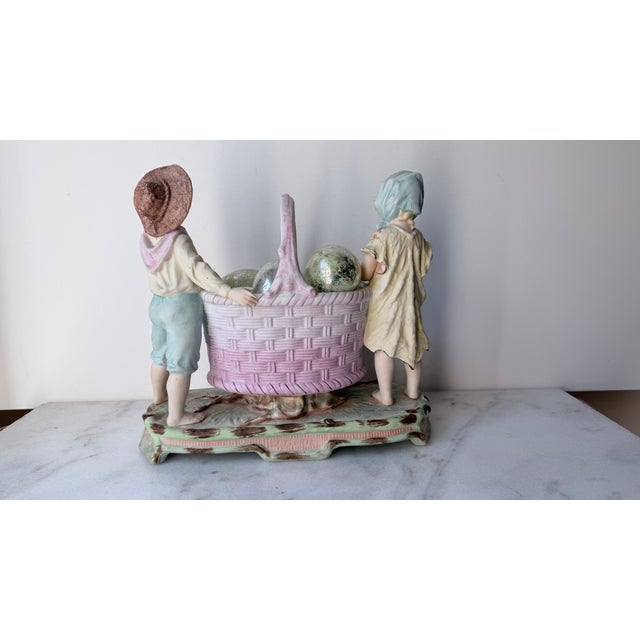 1950s Mid-Century Arnart "Harvest Time" Figural Porcelain Basket Planter Centerpiece by J. Morie For Sale - Image 17 of 17