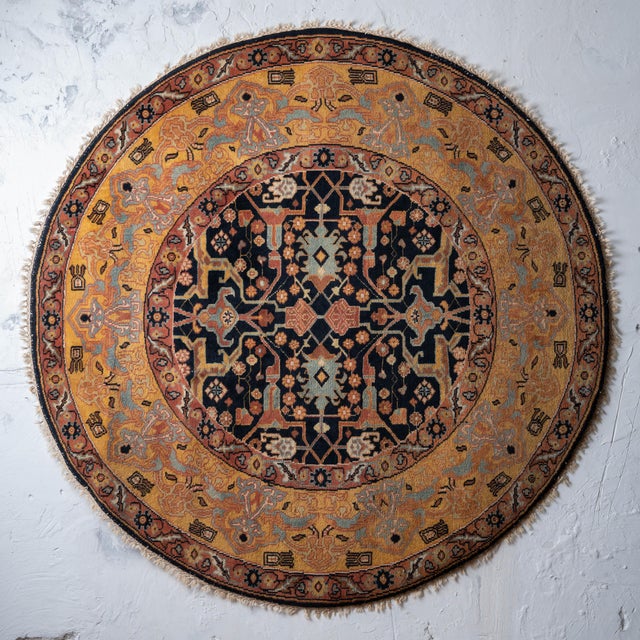 Traditional Round Indo-Persian Rug, C. 1960 For Sale - Image 3 of 7