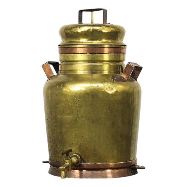 Large Rustic Farmhouse French Brass Canne à Lait or Milk Jug For Sale