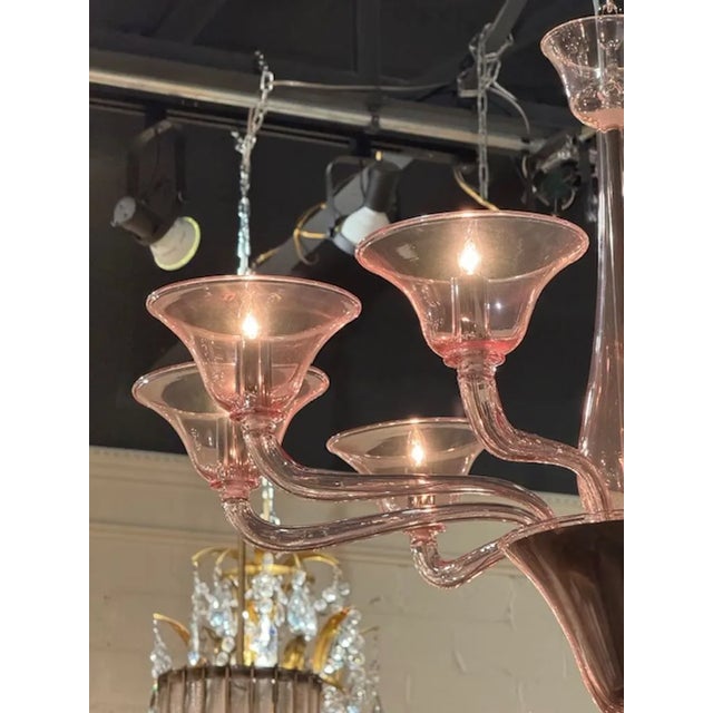 2000 - 2009 Pink Murano 8-Arm Glass Chandelier For Sale - Image 5 of 6