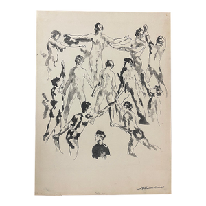"Twelve Men" Vintage Lithograph by Arthur B. Davies