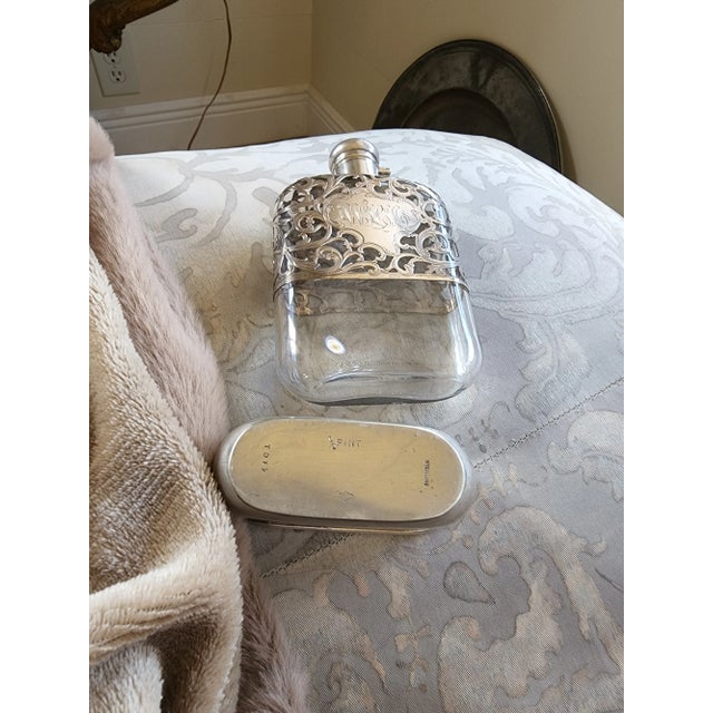 Antique Sterling Silver Overlay Flask by Alvin For Sale - Image 4 of 10